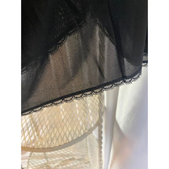 Vanity Fair Vintage Slip Dress Black Silky Delicate Lace Trim Midi Size 34L - Picture 7 of 7